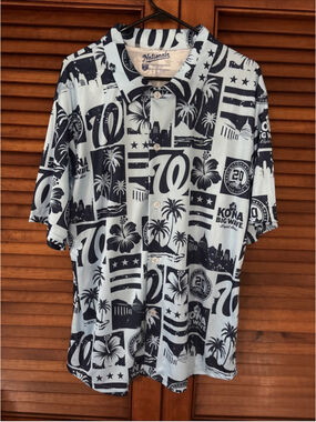 Washington Nationals 20th Anniversary Hawaiian Shirt Kona Big Wave Adult Large